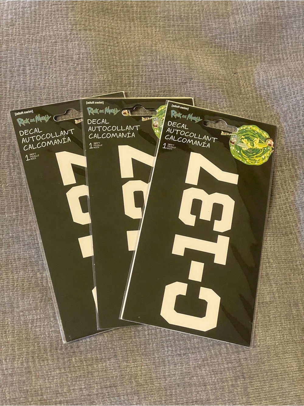 NEW Lot of 3 Rick & Morty C-137 Vinyl Decal Stickers 6.25”x2” Adult Swim